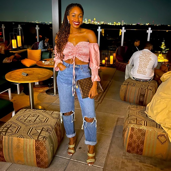 Blush shirred satin crop top - Picture 3 of 7